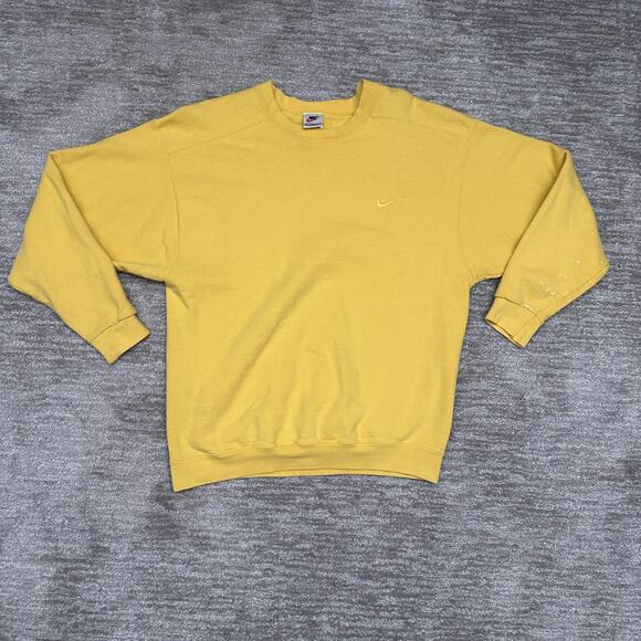 Nike Other - Vintage Nike Sweatshirt Mens Medium Yellow Crewneck Swoosh Embroidered 90s USA